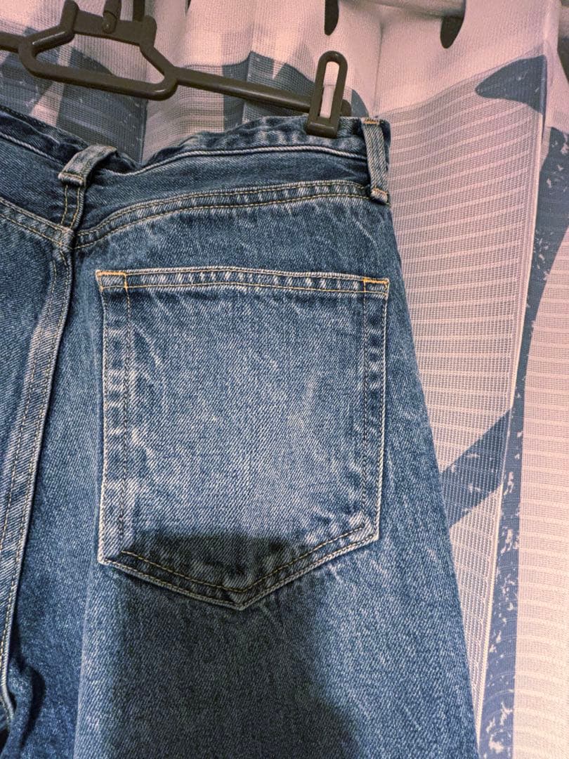 ウィムガゼット センタープレス ワイドデニム ブルー 38