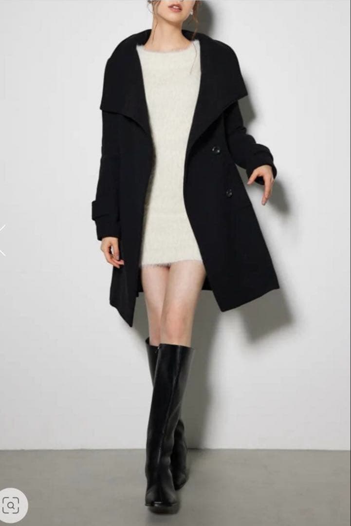 rienda オーバーネックシンデレラインミニコート