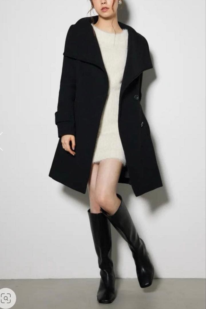 rienda オーバーネックシンデレラインミニコート