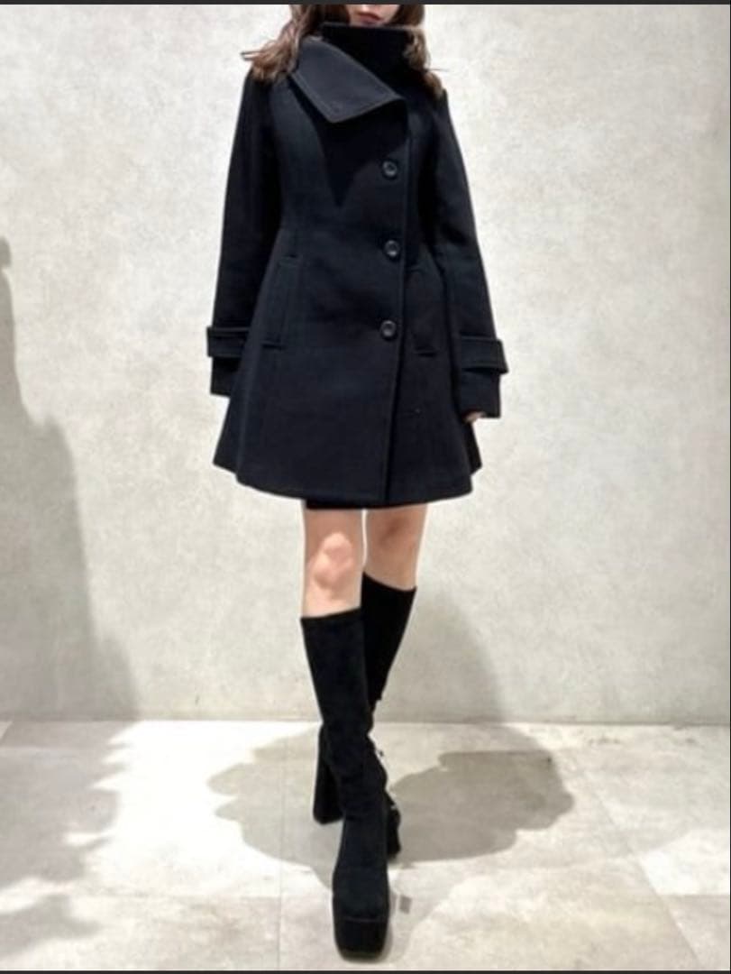 rienda オーバーネックシンデレラインミニコート