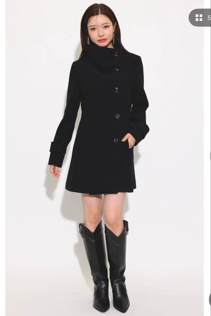 rienda オーバーネックシンデレラインミニコート