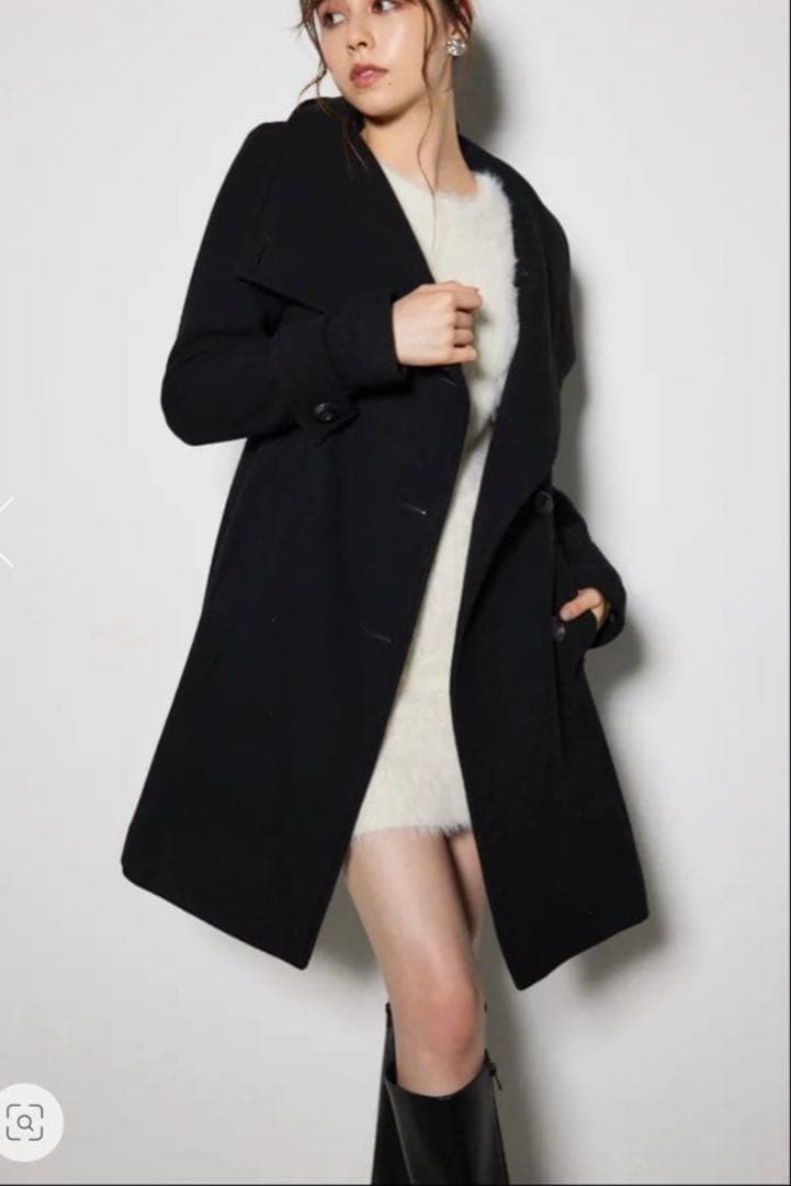 rienda オーバーネックシンデレラインミニコート