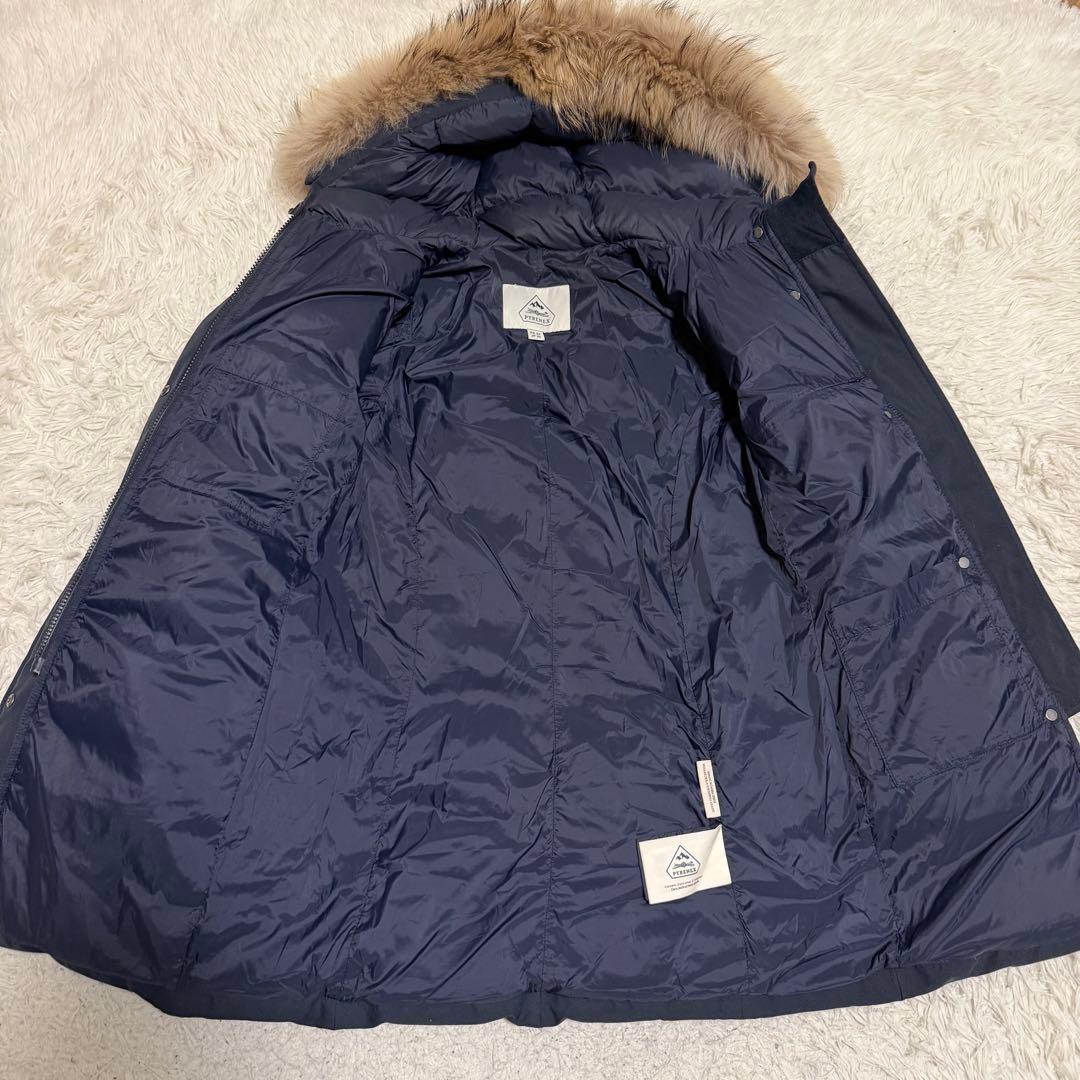 近年極美品　ピレネックス　グルノーブル　ダウンコート　ファー着脱可能　ネイビー