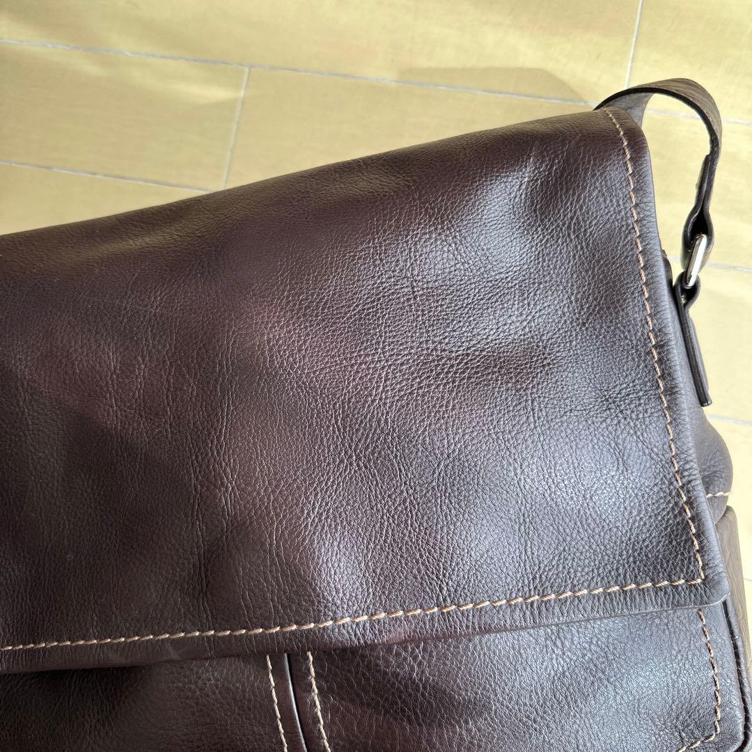 土屋鞄ブラウンレザーショルダーバッグ