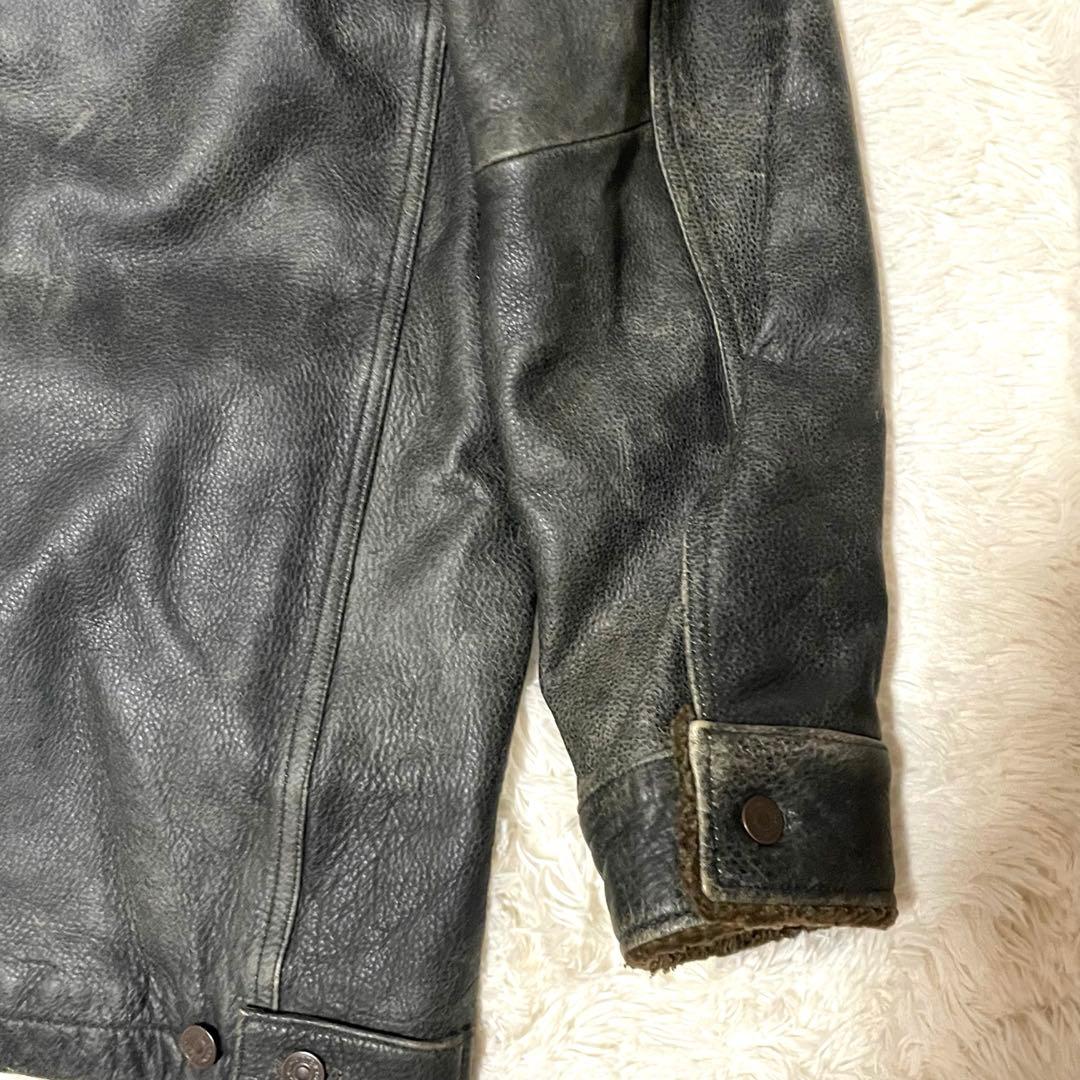希少 old gap 襟ボア レザー ジャケット Ｌ相当　カーコート フェード