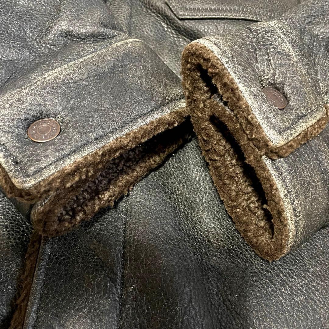 希少 old gap 襟ボア レザー ジャケット Ｌ相当　カーコート フェード