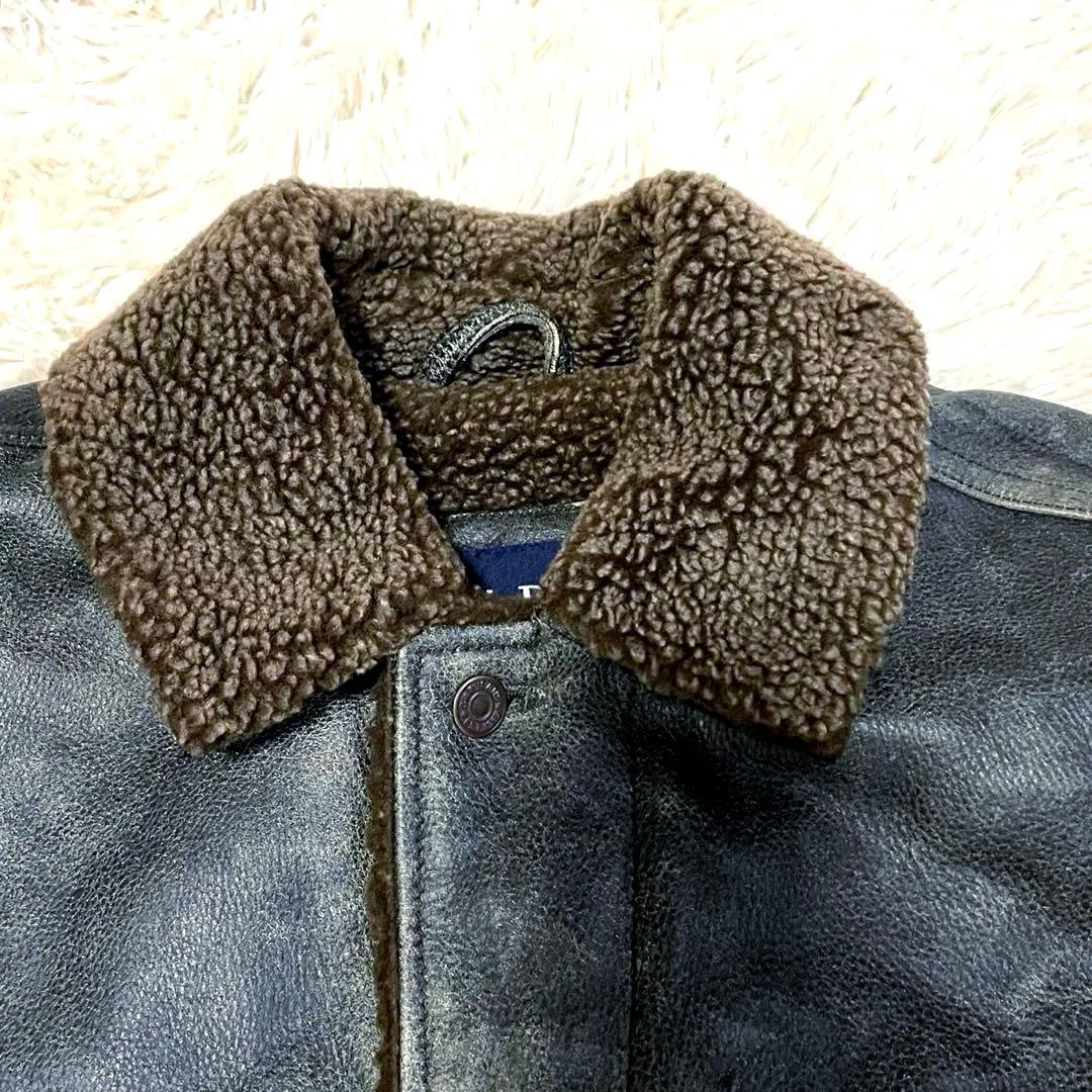希少 old gap 襟ボア レザー ジャケット Ｌ相当　カーコート フェード