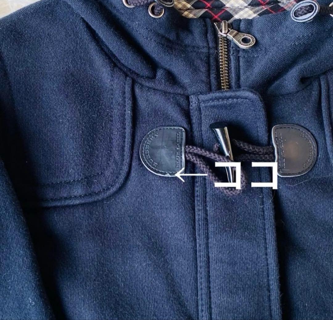 バーバリーブルーレーベル ぺプラムダッフルコート 裏起毛スエット ホースロゴ