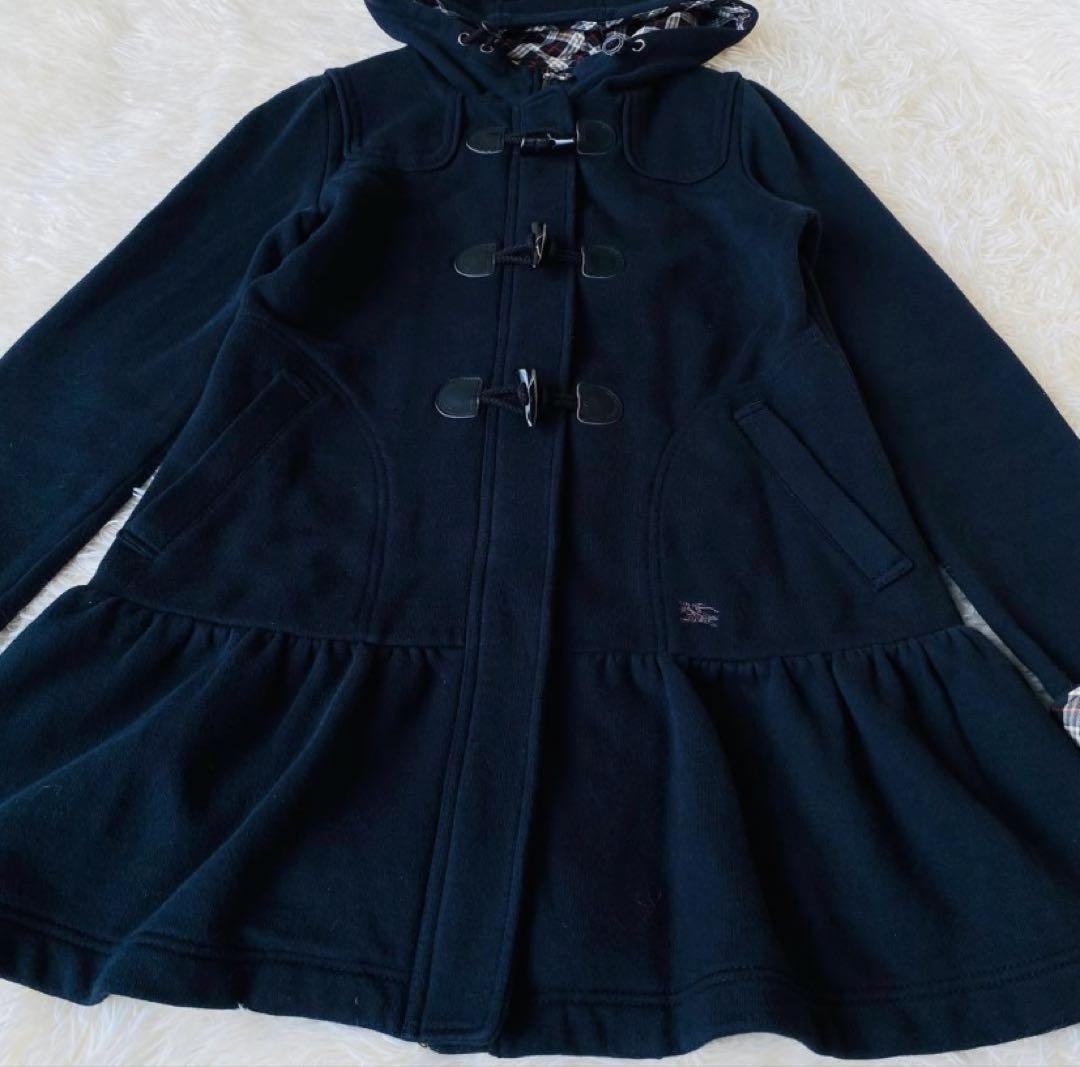 バーバリーブルーレーベル ぺプラムダッフルコート 裏起毛スエット ホースロゴ