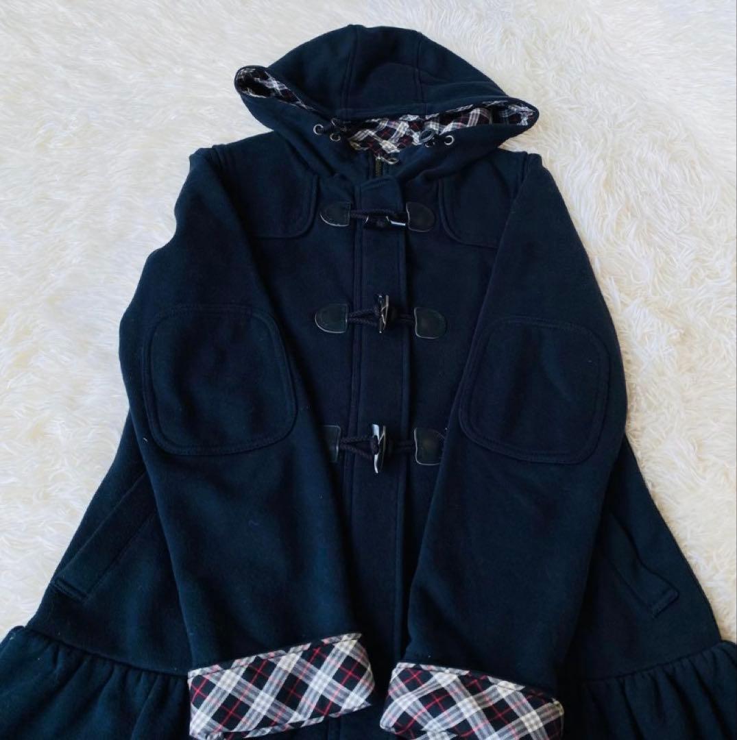 バーバリーブルーレーベル ぺプラムダッフルコート 裏起毛スエット ホースロゴ