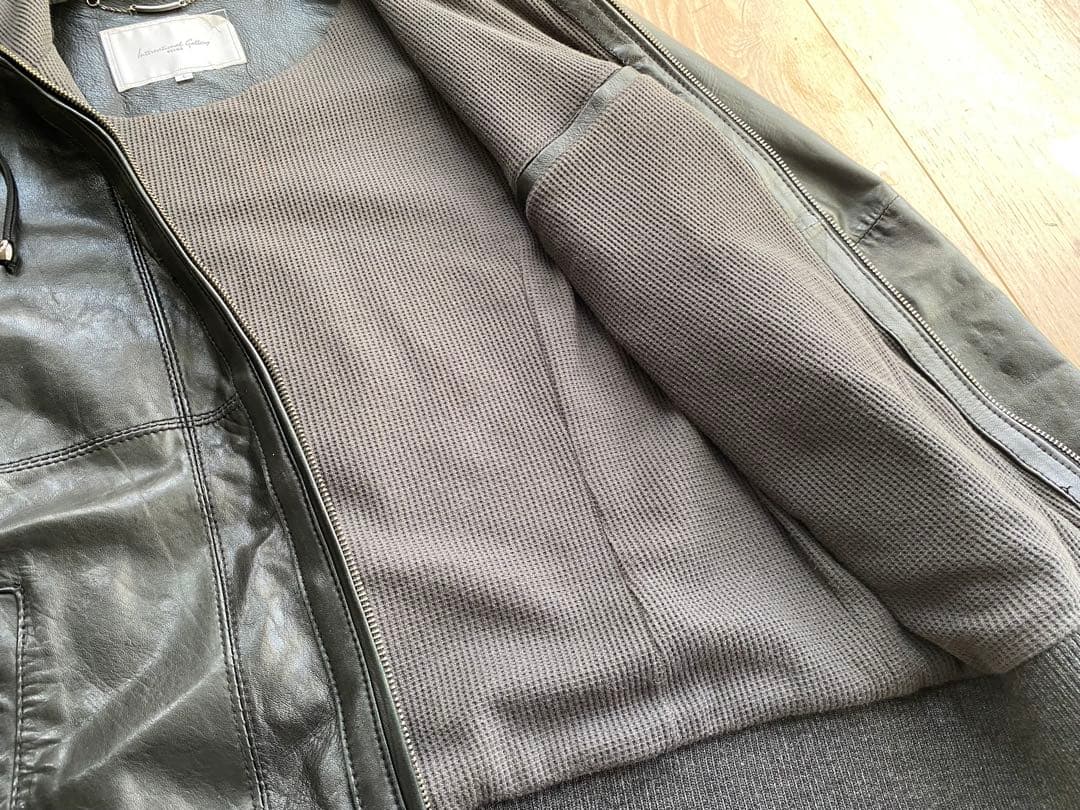 BEAMSビームス 羊革ラムフーディレザージャケット 黒 シングルライダース