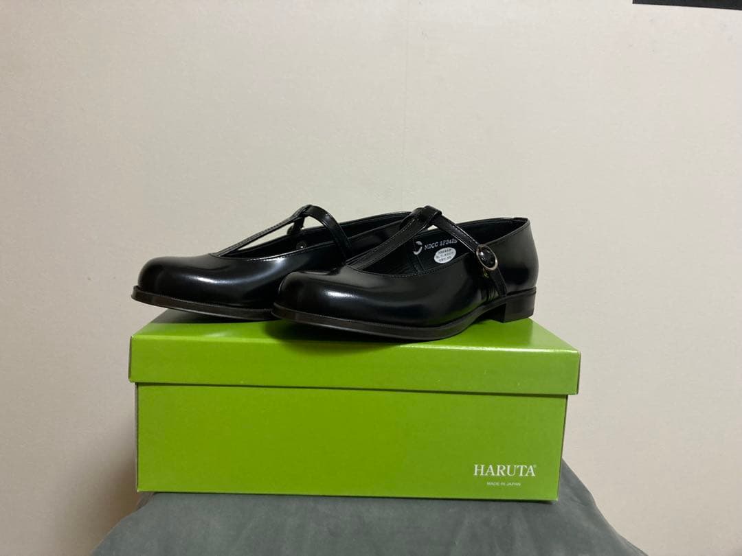 ヒュッゲ HARUTA Tストラップシューズ ブラック 24cm