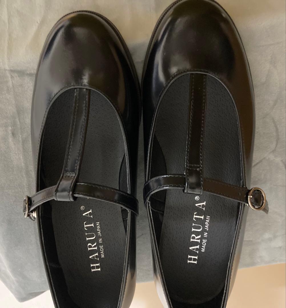 ヒュッゲ HARUTA Tストラップシューズ ブラック 24cm