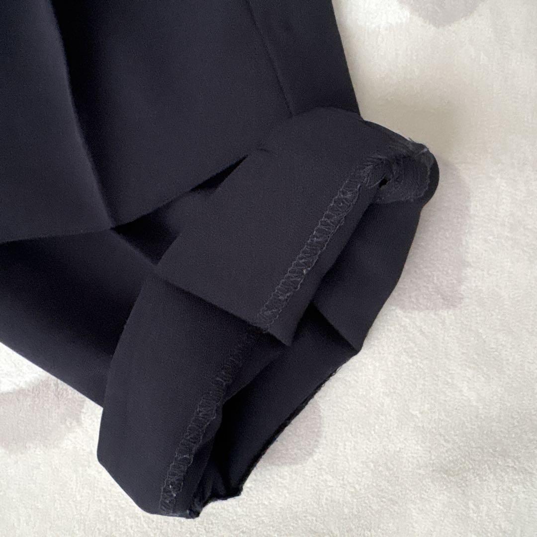 プラステ　パンツスーツ　大きいサイズ　ネイビー　ノーカラー　セットアップ