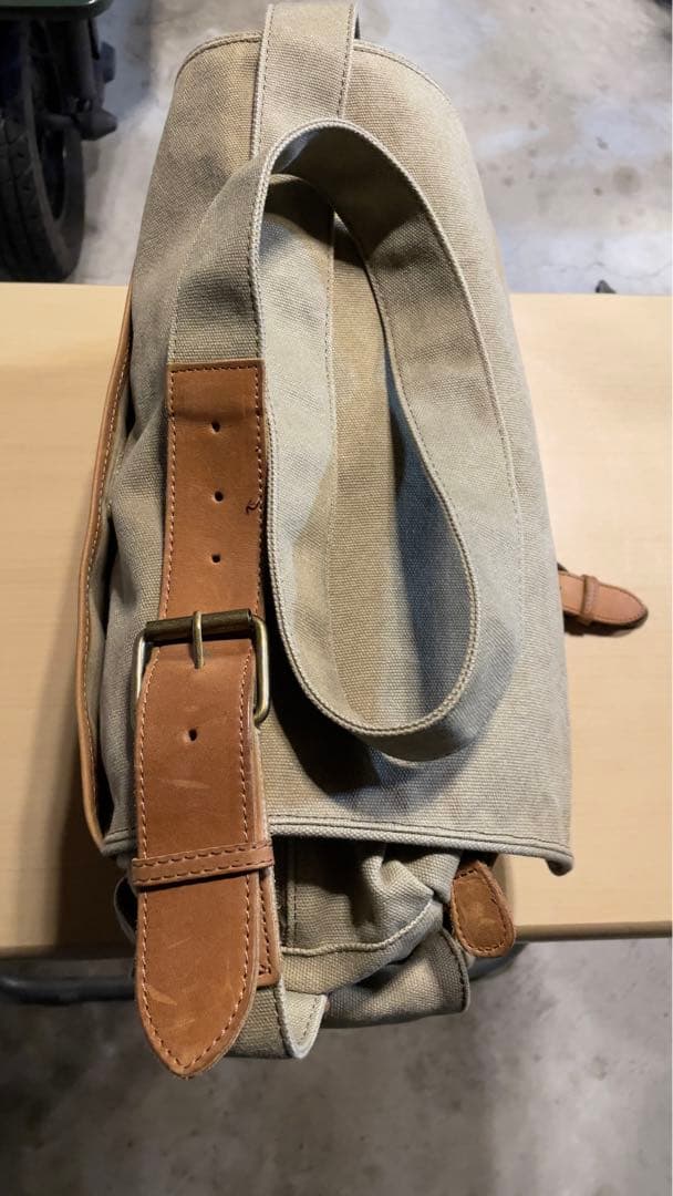 LLbean ベージュ キャンバス レザー メッセンジャーバッグ