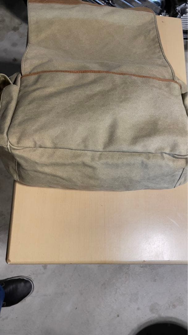 LLbean ベージュ キャンバス レザー メッセンジャーバッグ