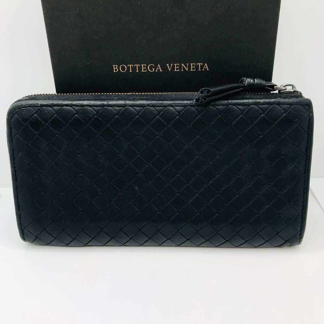 ボッテガ ヴェネタ✨イントレチャート 長財布 L字ファスナー 黒 ブラック