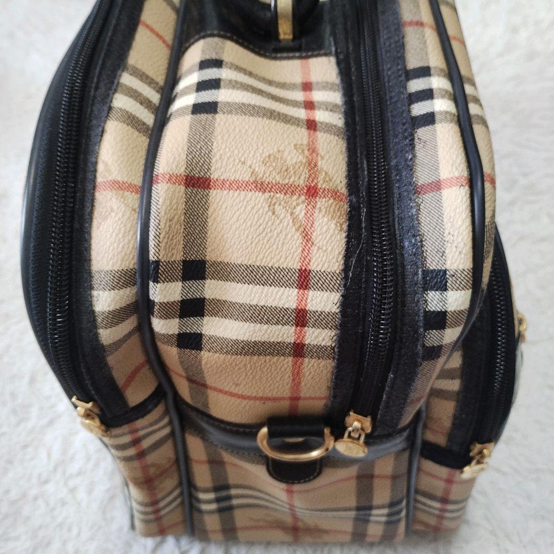 大容量 バーバリー ボストンバッグ シャドーホース ノバチェック PVC