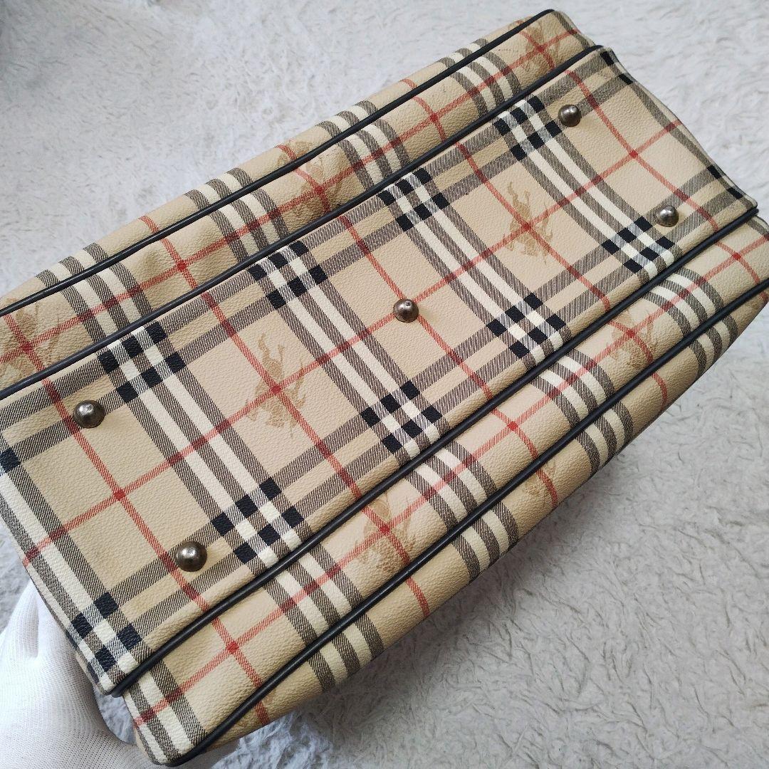 大容量 バーバリー ボストンバッグ シャドーホース ノバチェック PVC