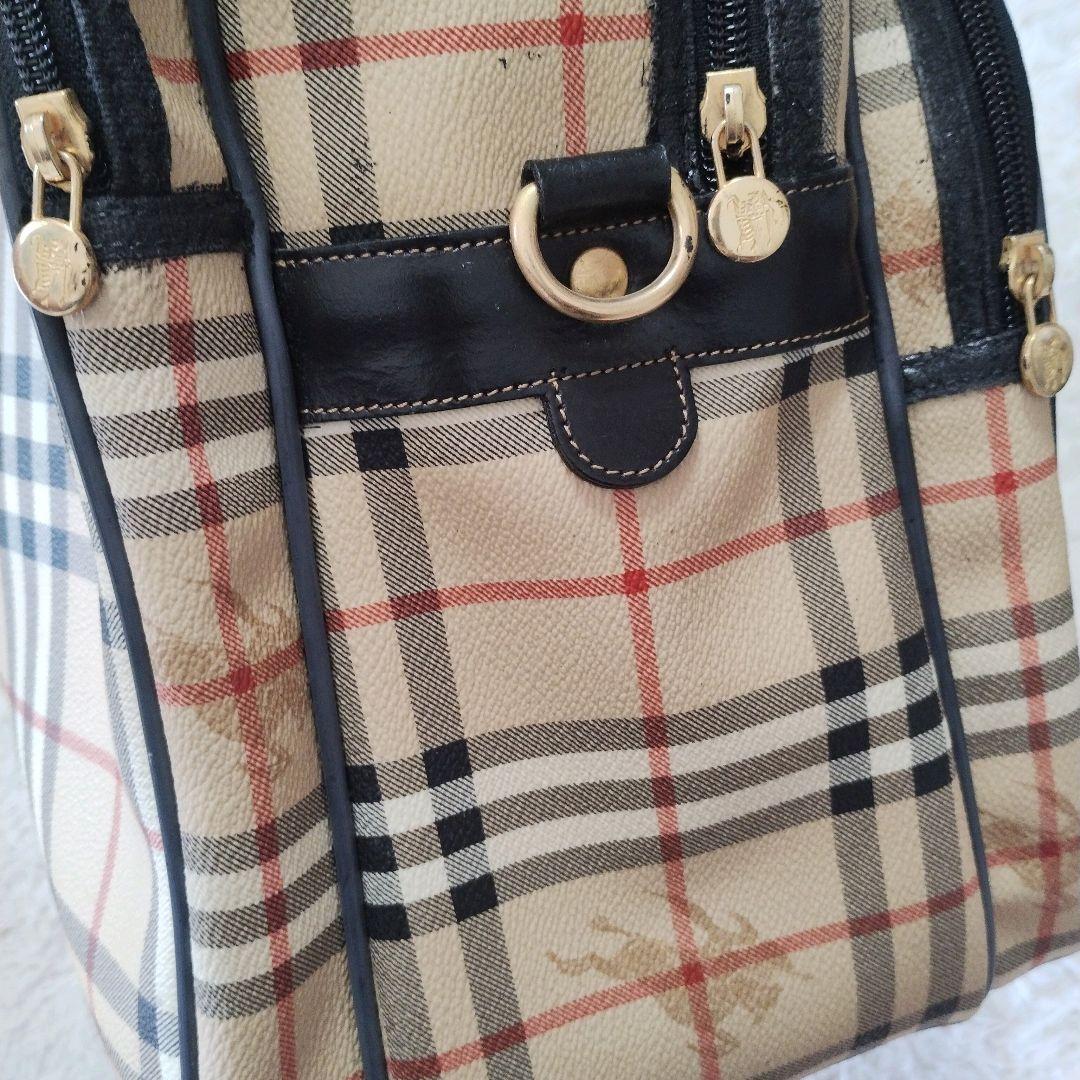 大容量 バーバリー ボストンバッグ シャドーホース ノバチェック PVC