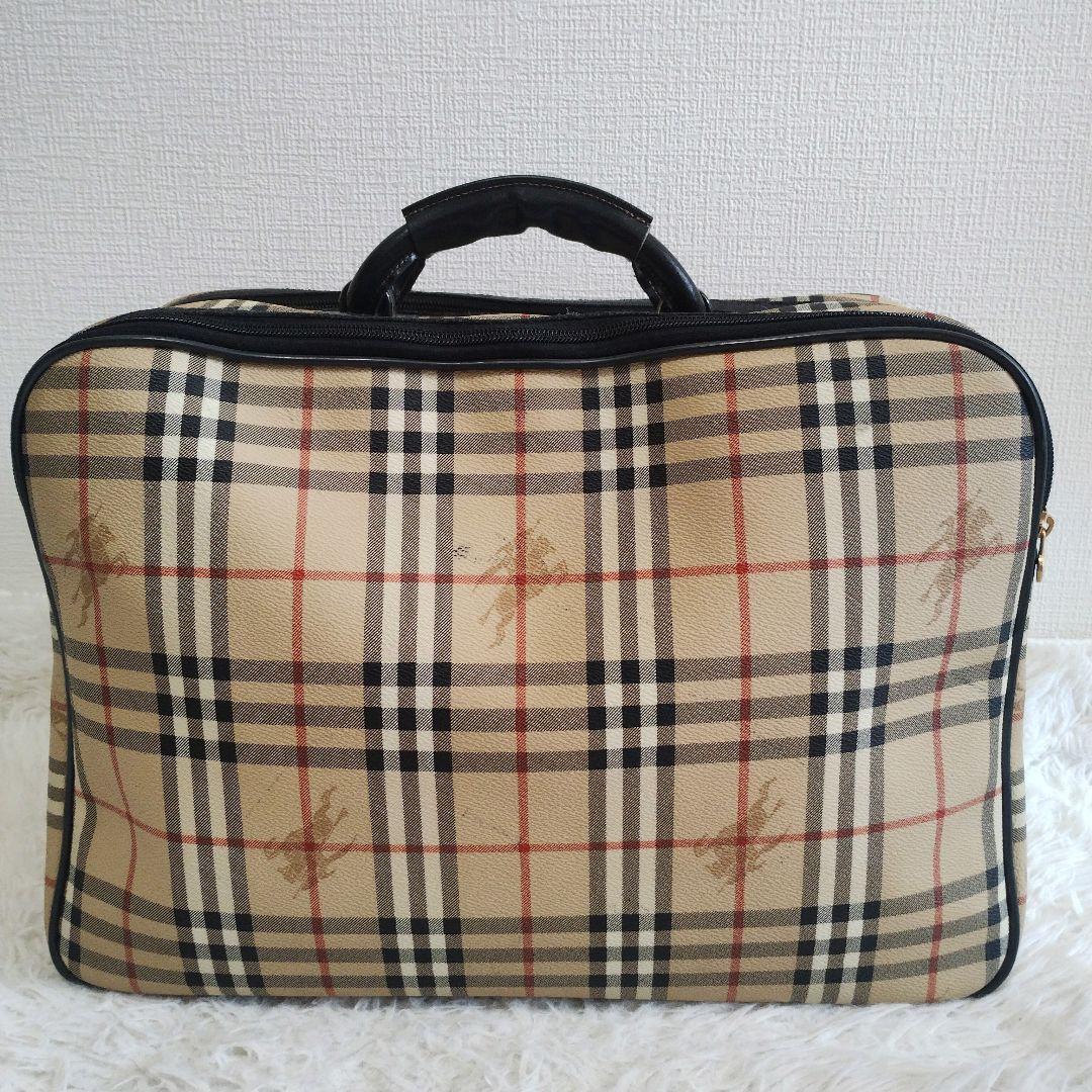 大容量 バーバリー ボストンバッグ シャドーホース ノバチェック PVC