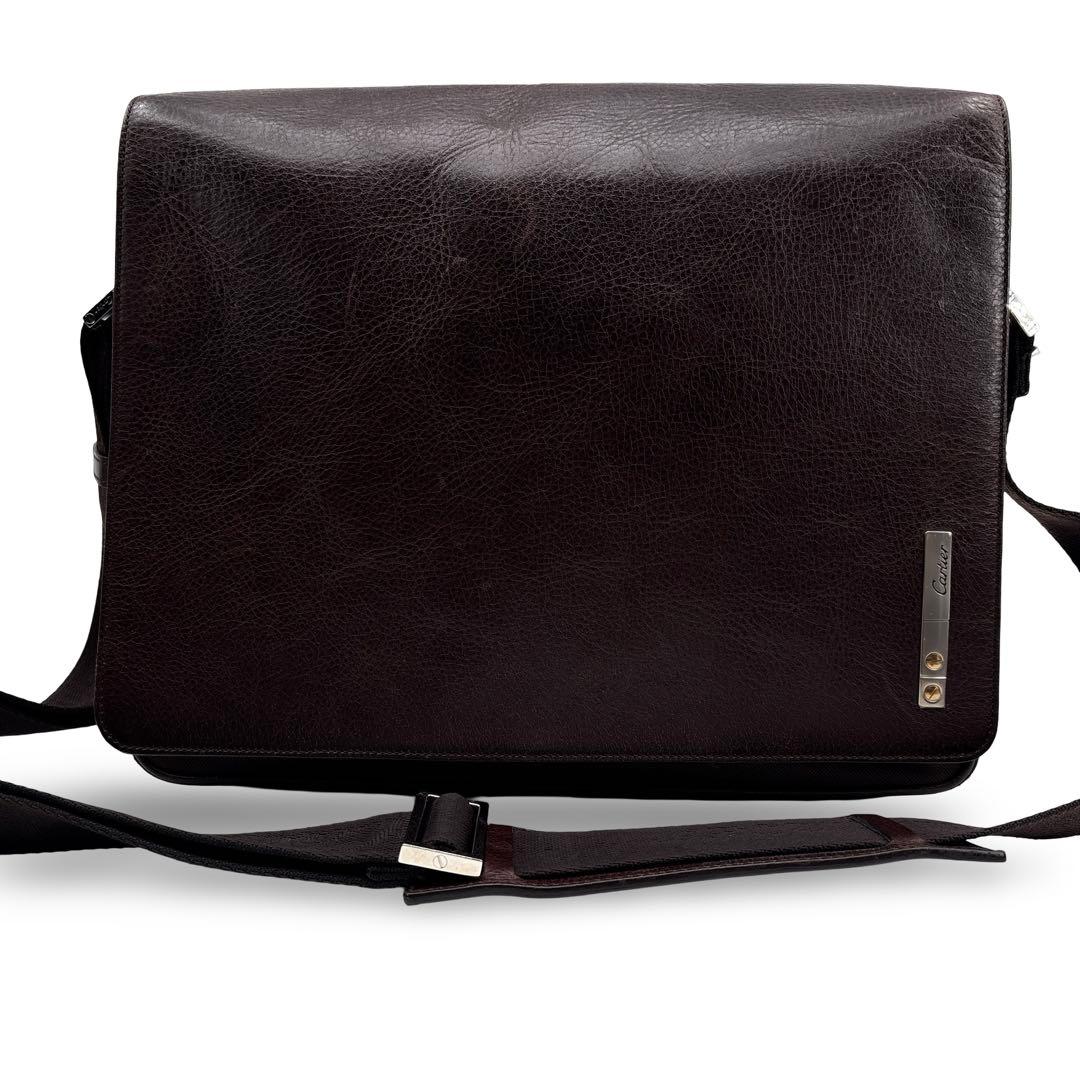 極美品】Cartier カルティエ サントス メッセンジャー ショルダー　レザー
