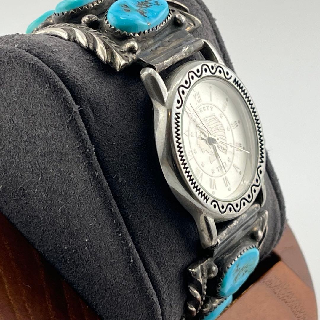 【希少】　インディアンジュエリー　時計　クォーツ　925 ターコイズ