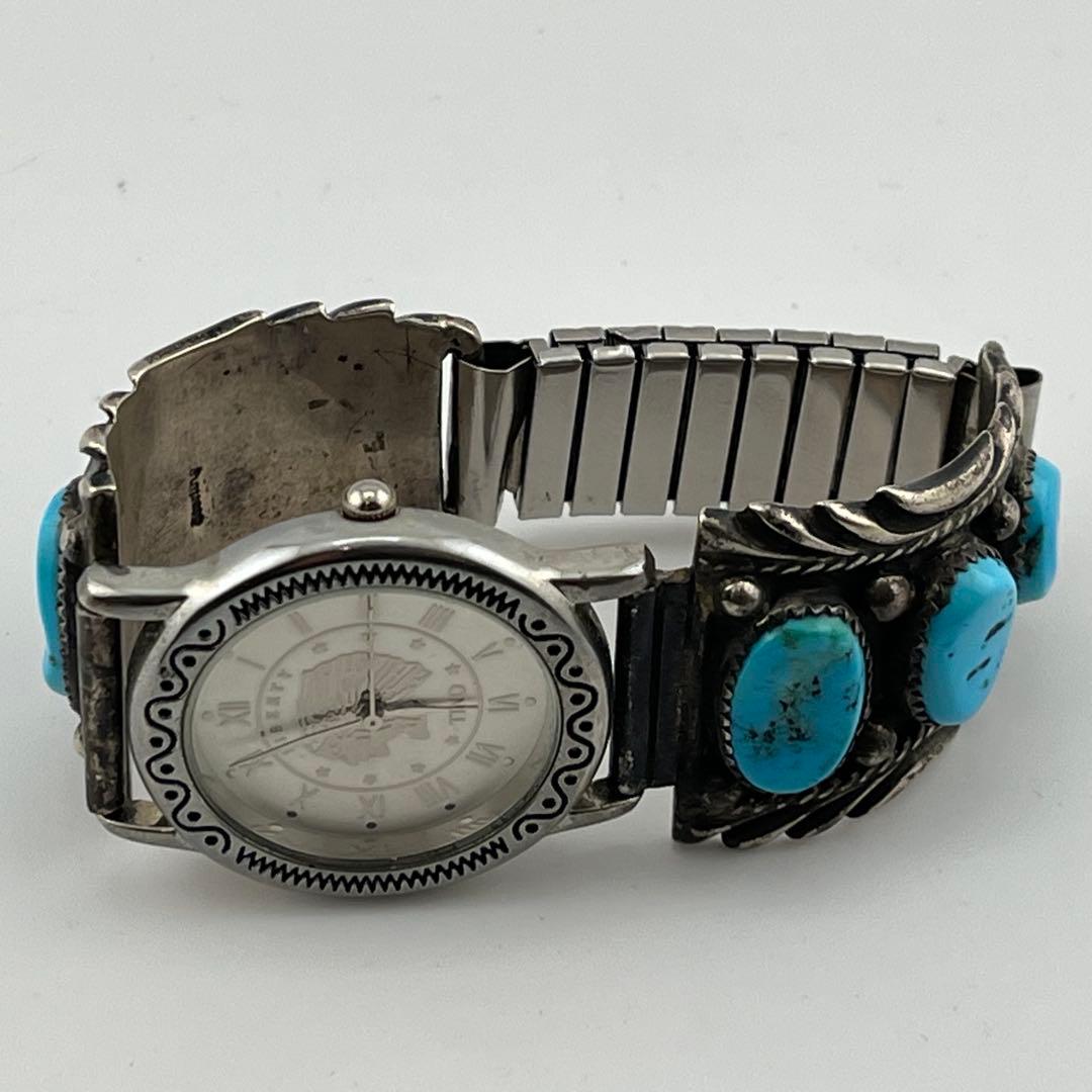 【希少】　インディアンジュエリー　時計　クォーツ　925 ターコイズ