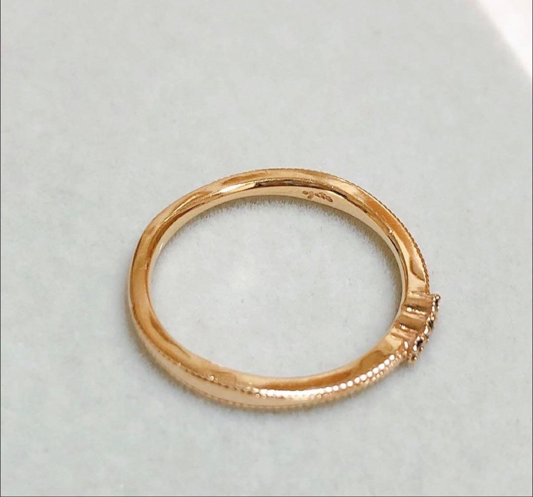 agete K10 三連 ブルーサファイア　リング　イエローゴールド