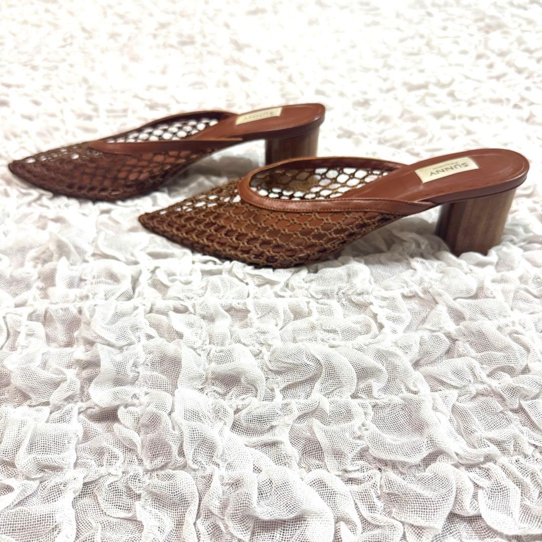 PELLICO SUNNY メッシュ　ポインテッドミュール　サンダル　ブラウン