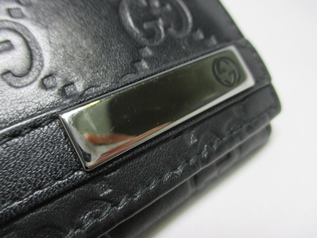 美品 グッチ 名刺入れ カードケース カード入れ シマレザー ブラック 黒