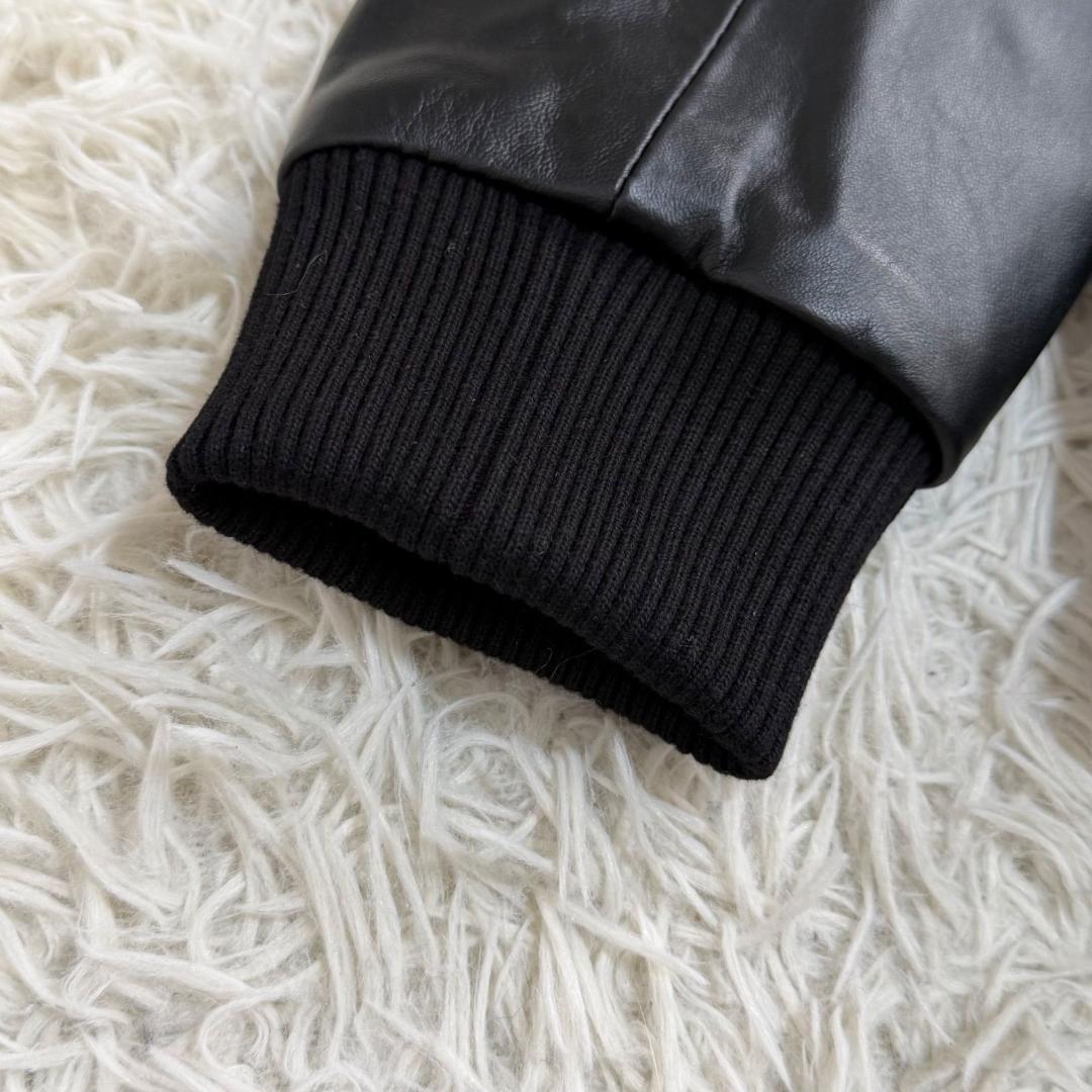 16205✨AKM レザージャケット ブルゾン/M/羊革/ラムレザー ブラック