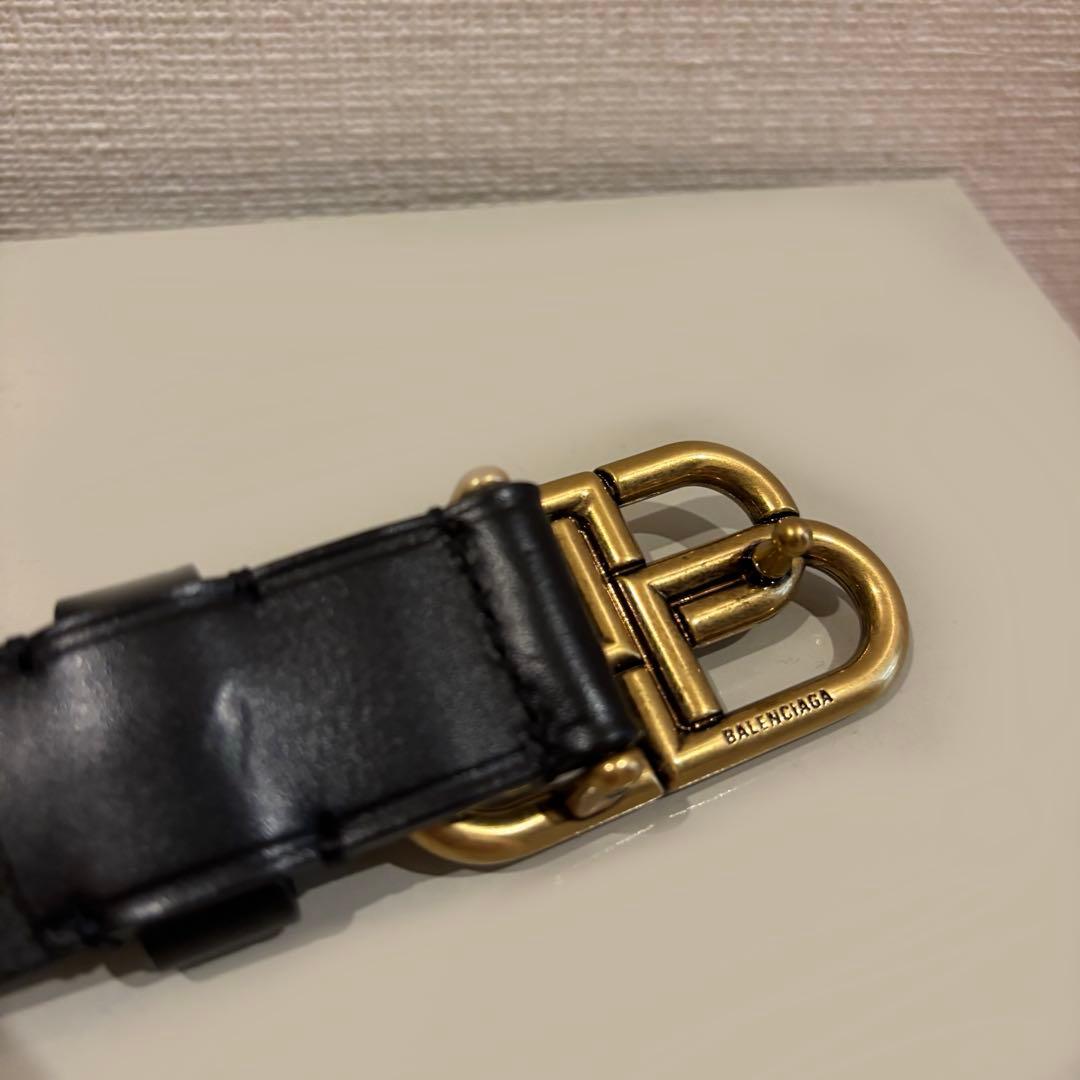 【値下げ中！！！】BALENCIAGA ブラック ベルト ゴールドバックル