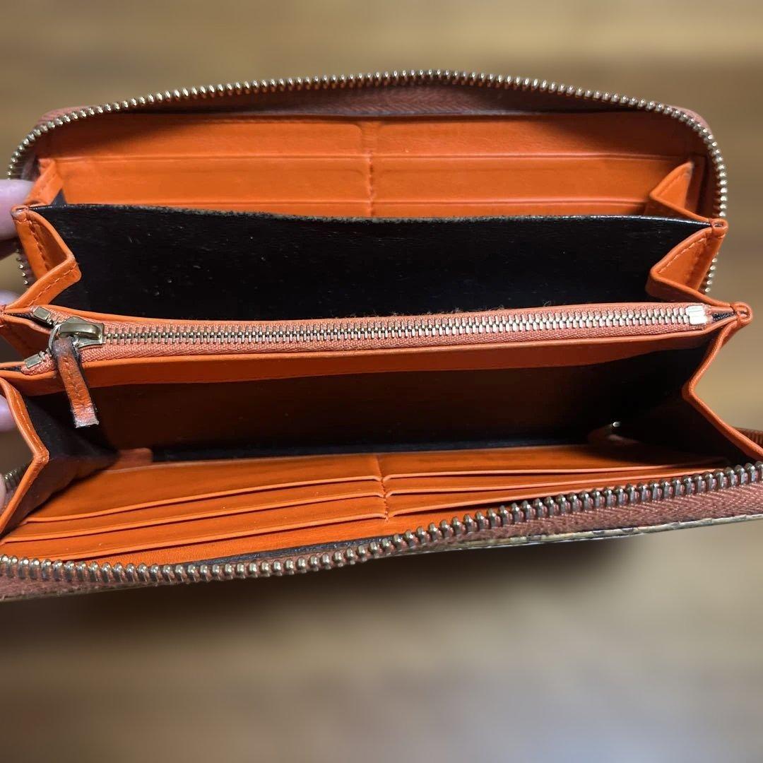 美品！グッチ 長財布 パイソン バンブー チャーム タッセル オレンジ