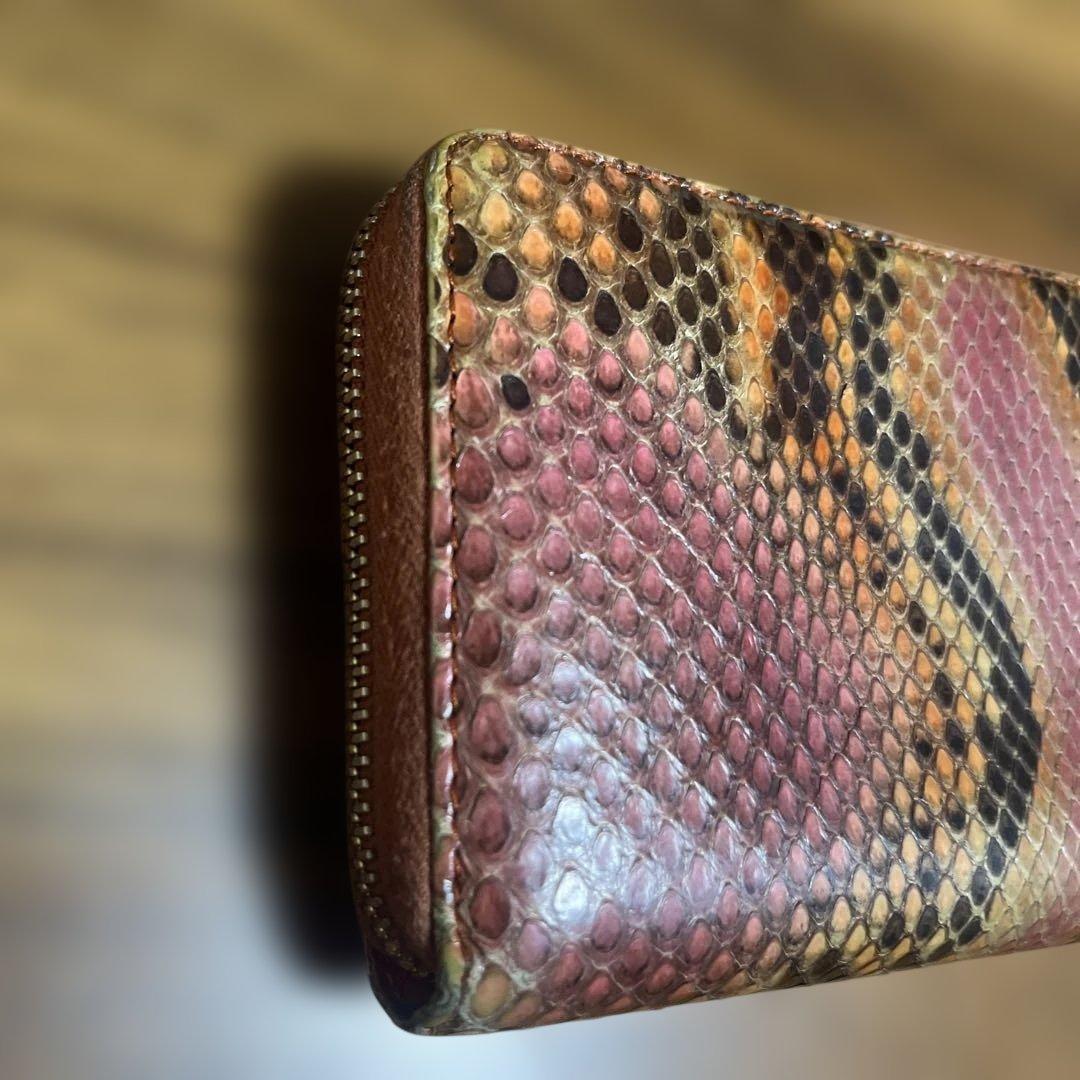 美品！グッチ 長財布 パイソン バンブー チャーム タッセル オレンジ