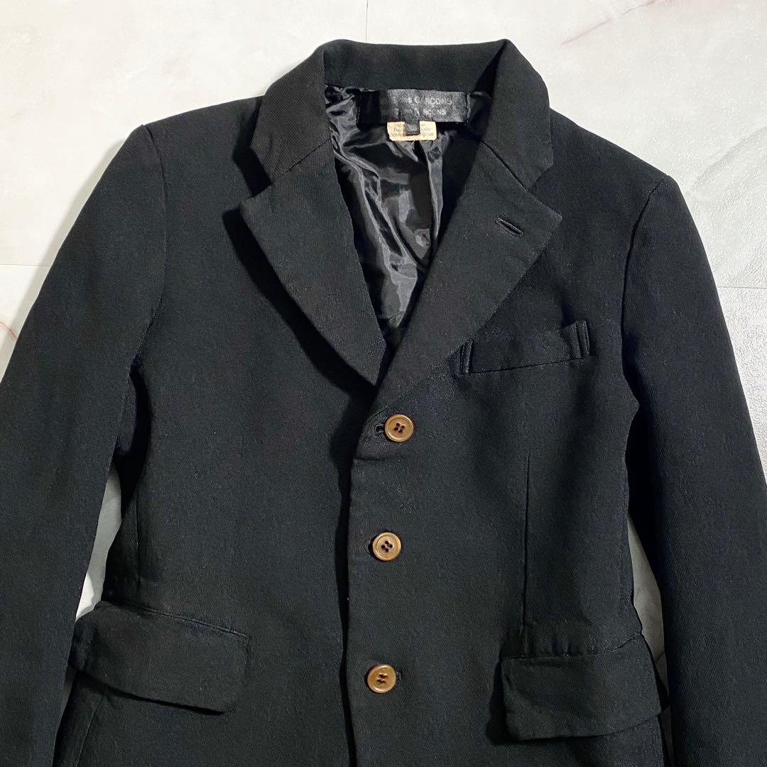 B17881 美品 コムコム 17AW ポリ縮絨ロングジャケット 黒 XS