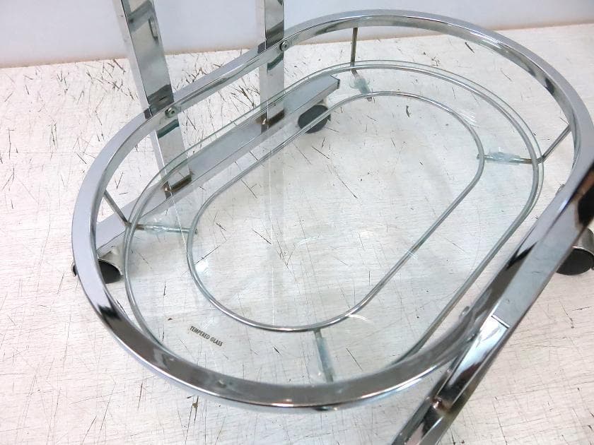 ガラスワゴン☆キャスター付き☆ステンレス キッチンラック