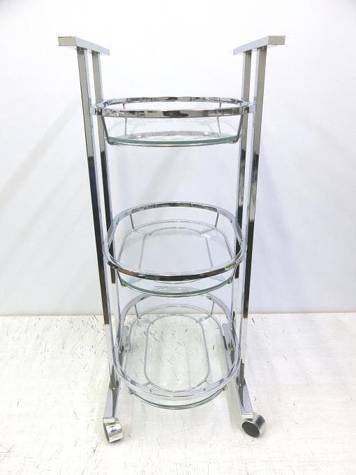 ガラスワゴン☆キャスター付き☆ステンレス キッチンラック