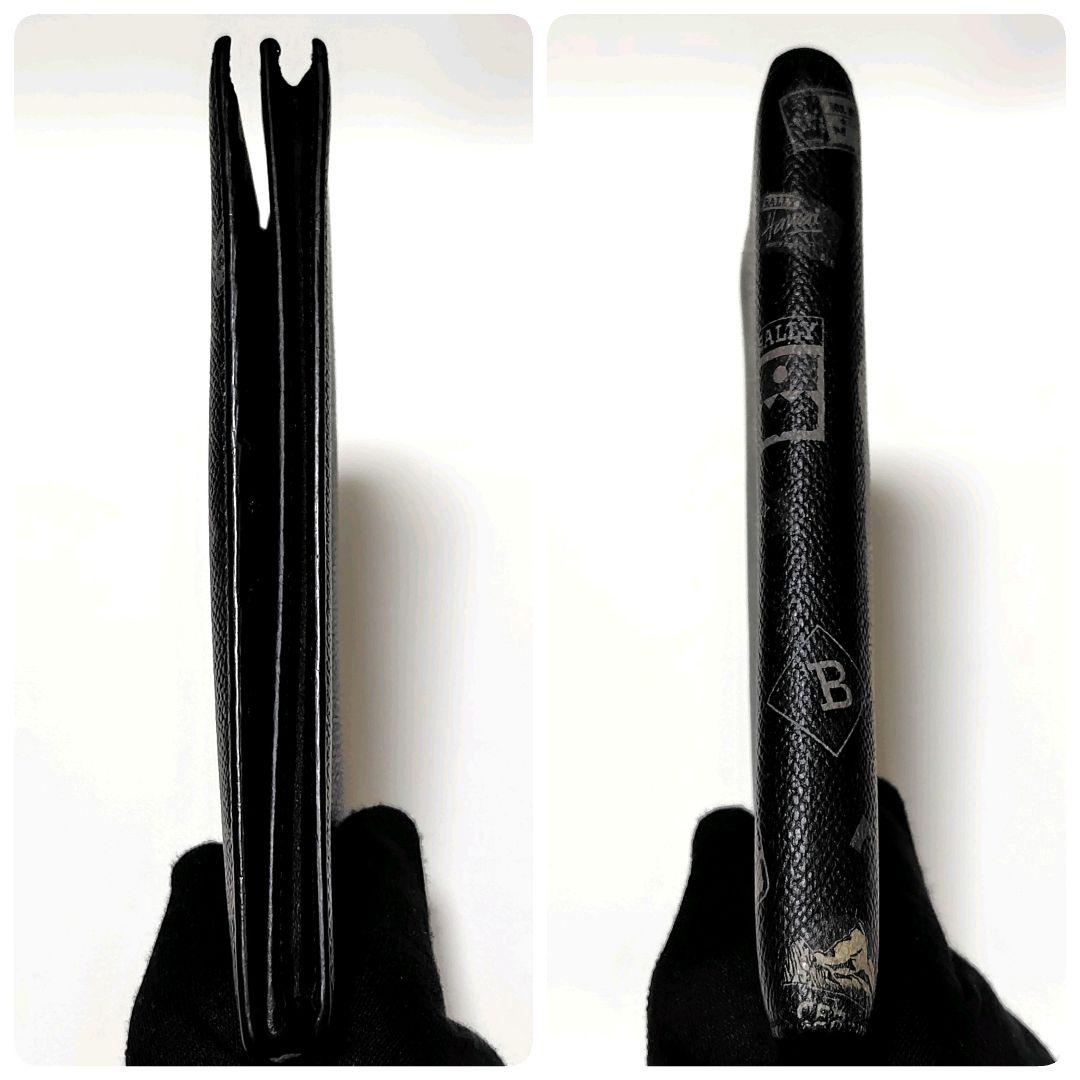 希少✨　BALLY　長財布　黒　レザー　総柄　ロゴ　トレインスポッティング