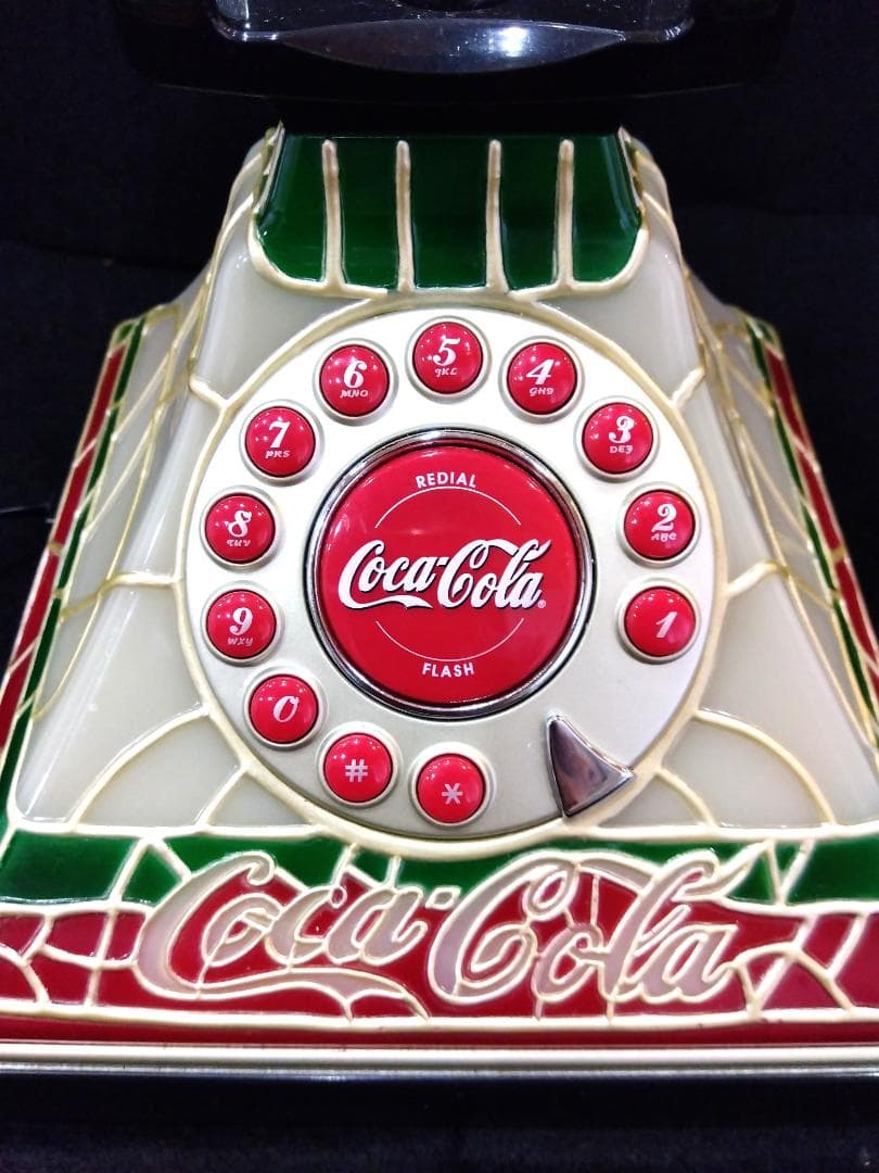 箱・取説ありコカコーラ ステンドグラス調 ビンテージ Coca-Cola 電話機