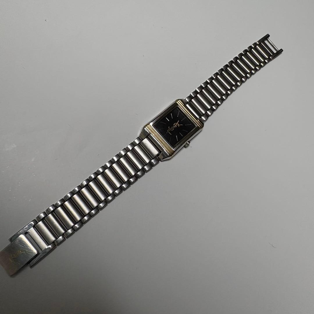 YSL イヴサンローラン　スクエア　ブラック文字盤　ゴールドロゴ