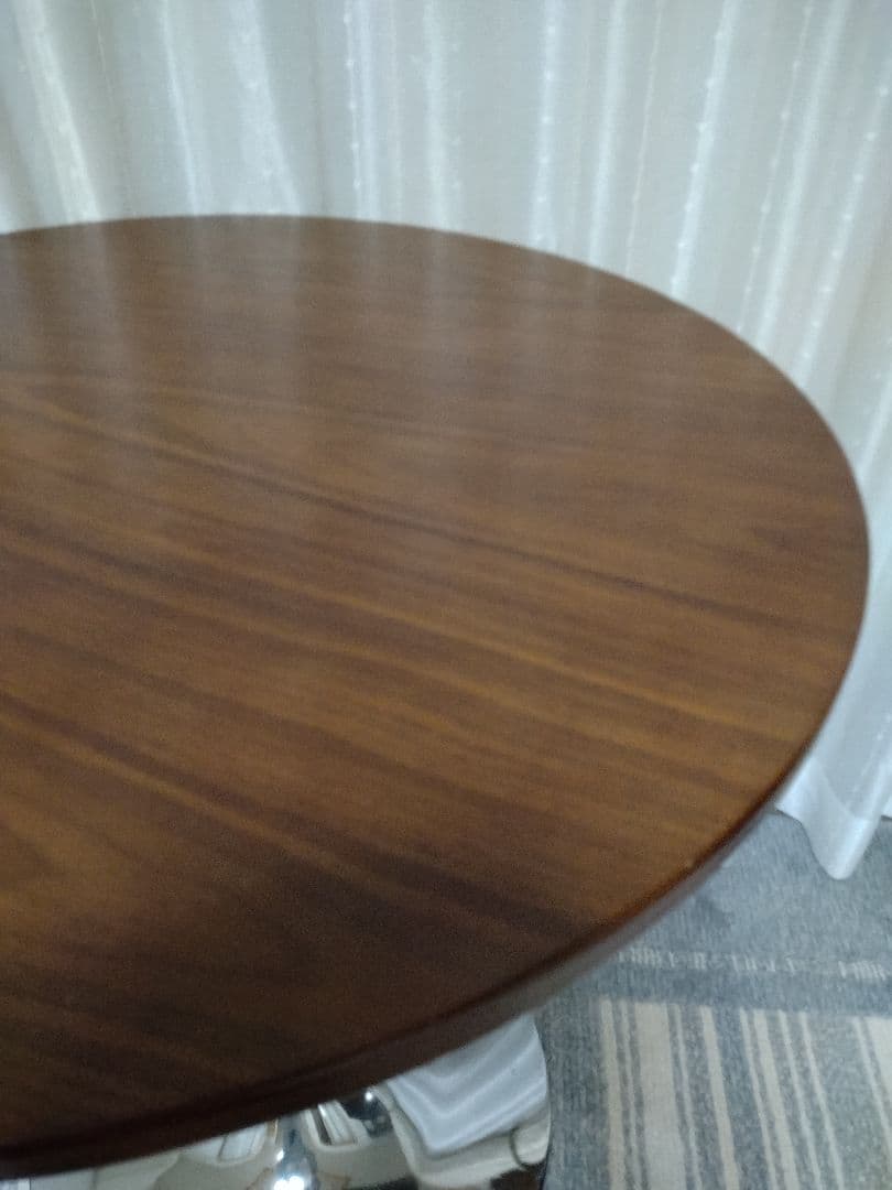 カウンターテーブル　丸　高さ調整　天板回転　ブラウン