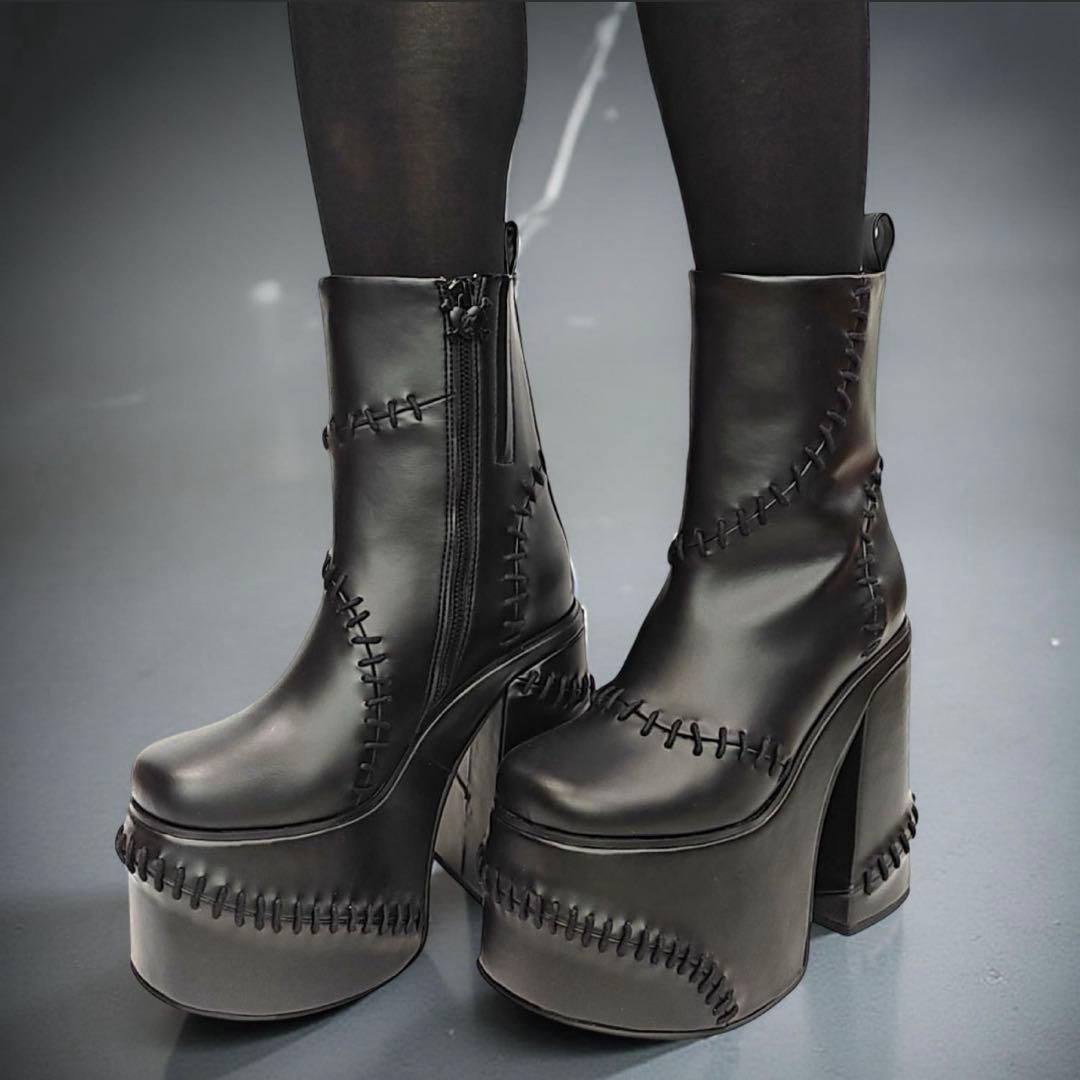 Charla Tedrick チャンキーヒールブーツ 14cmソール 厚底ブーツ