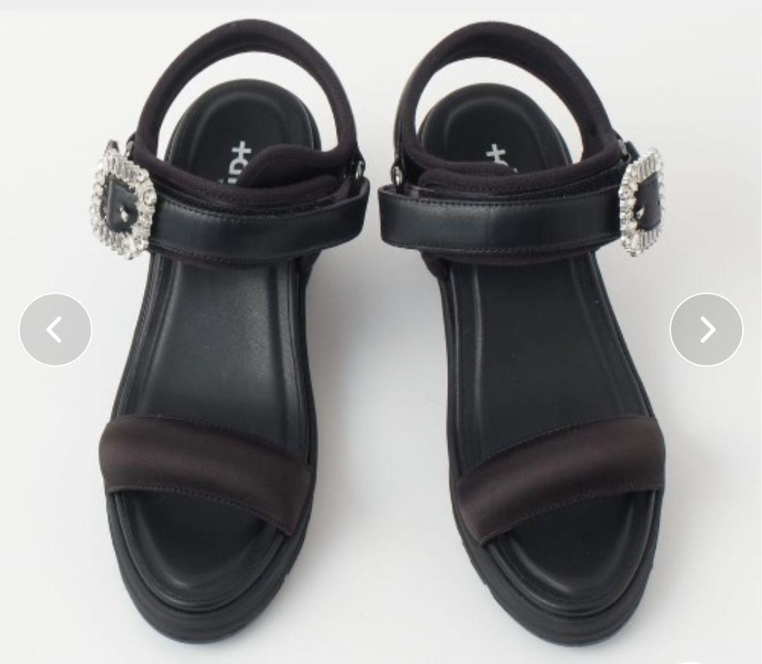 【試着のみ】プラスダイアナ　6cmヒールアップサンダル　ブラック