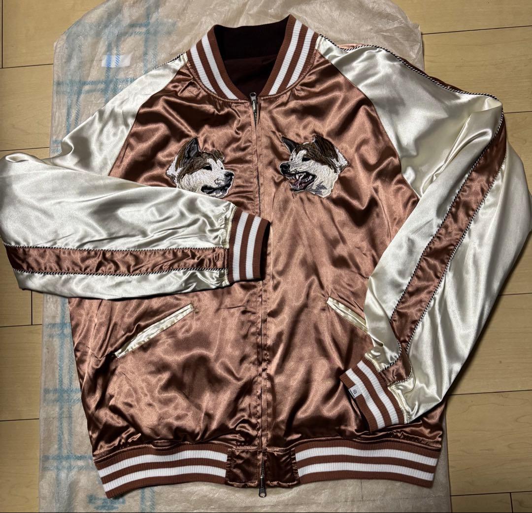 VANQUISHスカジャン ピンク/刺繍入り（リバーシブル（ブラウン））