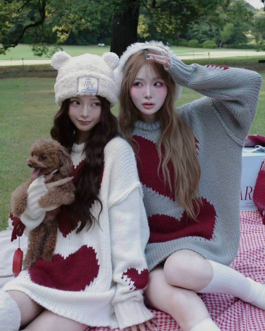 ダーリッチ ハートロゴローゲージニットチュニック 新品タグ付き / Free