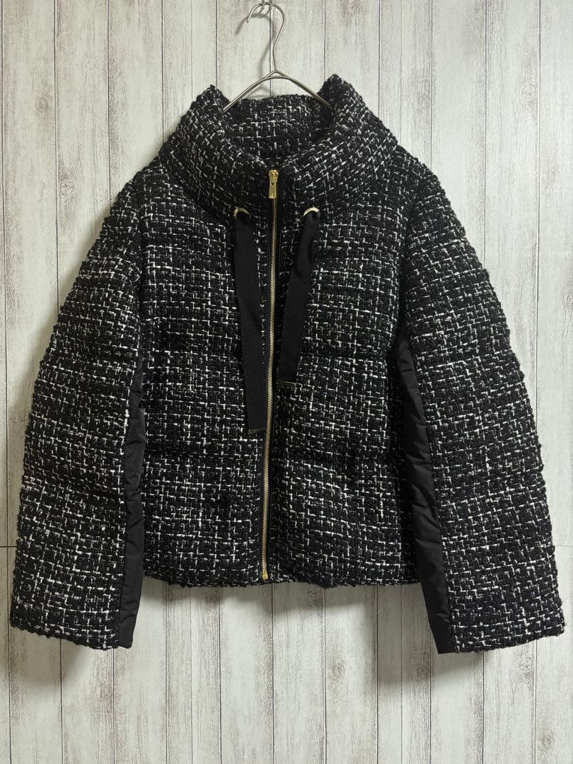 ANAYI リングツイードスタンドダウンコート 38 ブラック