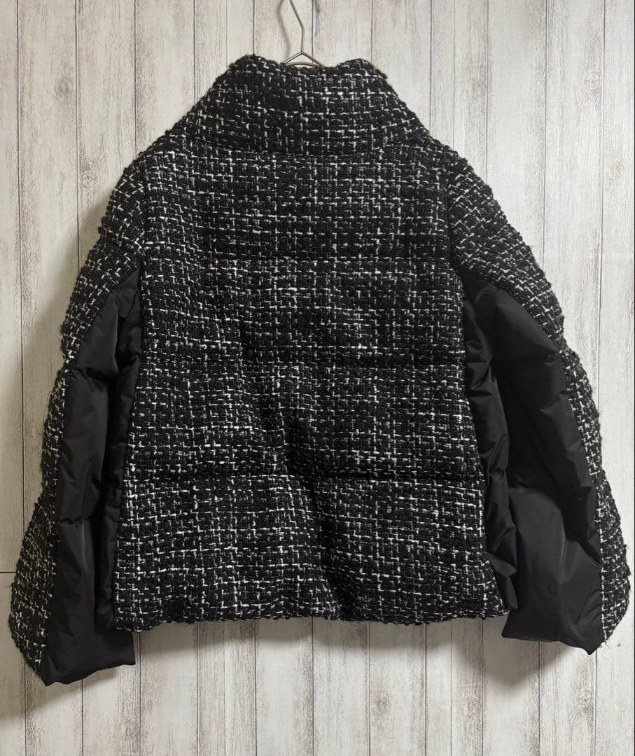 ANAYI リングツイードスタンドダウンコート 38 ブラック