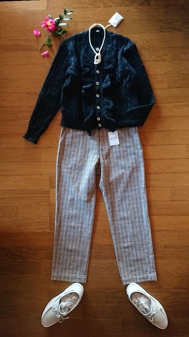 45R☆シェットランドレースニットのボレロカーディガン/インディゴ♪