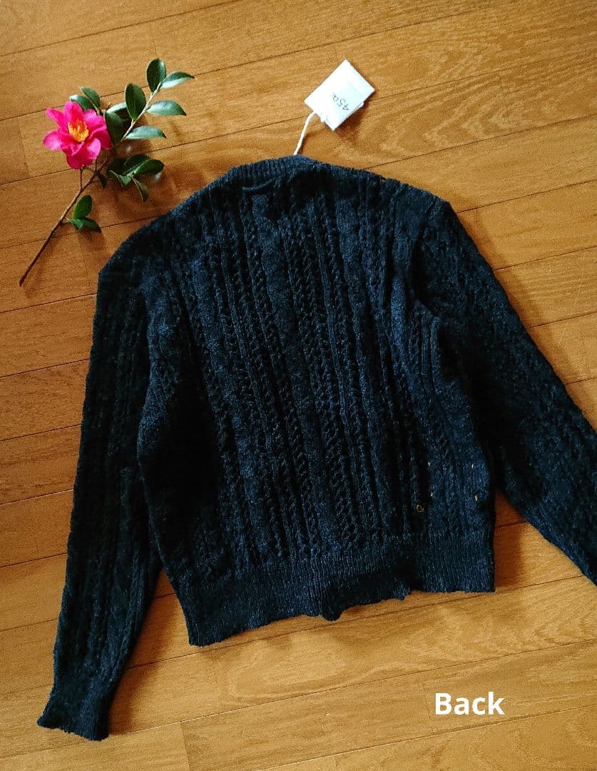 45R☆シェットランドレースニットのボレロカーディガン/インディゴ♪